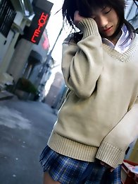 Hina Tachibana Asian takes shirt off to play with her big cans