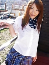 Rika Hoshimi takes uniform off and shows hot butt and titties