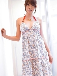 Mikie Hara with big tits and sexy legs listens to the music