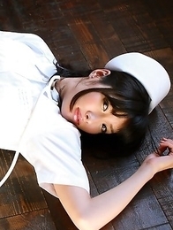 Anna Konno horny nurse undresses and shows leering curves