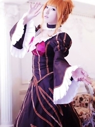 Saku is such perfect blonde doll in fantastic epoque dress